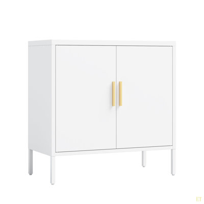 Metal Storage Cabinet With 2 Doors And 2 Adjustable Shelves, Steel Garage Storage Cabinet, Metal File Cabinet For Home Office School Gym