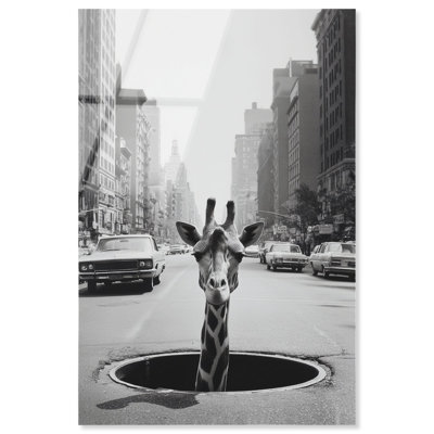 "Urban Giraffe", reproduction d'art sur toile par Notoriart, prêt à accrocher, 36 x 54