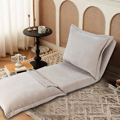 Chaise de plancher multi-positions convertible en, revêtement en chenille, chaise polyvalente polyvalente compacte, couleur, détente confortable