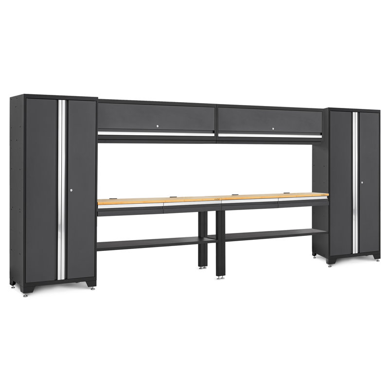 Bold Series 8 Piece Complete Storage System Set, Gray/Bamboo