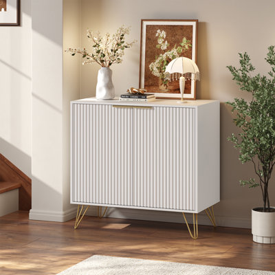 Camilo 4-Door Sideboard, Black TV Stand with Fluted Design by Mercer41