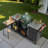 Metal Outdoor Grill Cart With Fold-out Prep Table