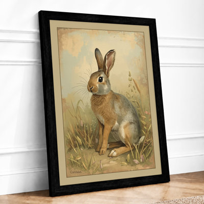 Study of Brown Rabbit Vintage - Framed Print