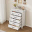 Commode de 31,5 po de largeur pour chambre à coucher, 5 tiroirs, commode en bois avec poignées en métal, commode pour garde-robe