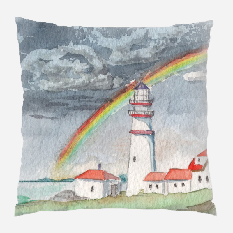 Coussin décoratif aquarelle Perreira, Microsuède, Intérieur