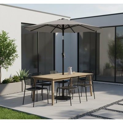 9 FT Patio Umbrella, Outdoor Table Umbrella with Push Button Tilt & Crank, 8 Sturdy Ribs for Market Garden Pool