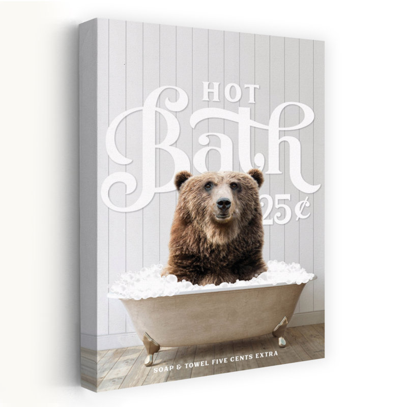 «Bear Hot Bath», art lunatique contemporain, H 24 po x l 16 po