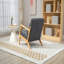 Chaise d'appoint Mid-Century moderne avec structure en bois, chaises de salon rembourrées avec coussin de taille, fauteuil de lecture pour véranda de chambre à coucher-1288372639-1288372610