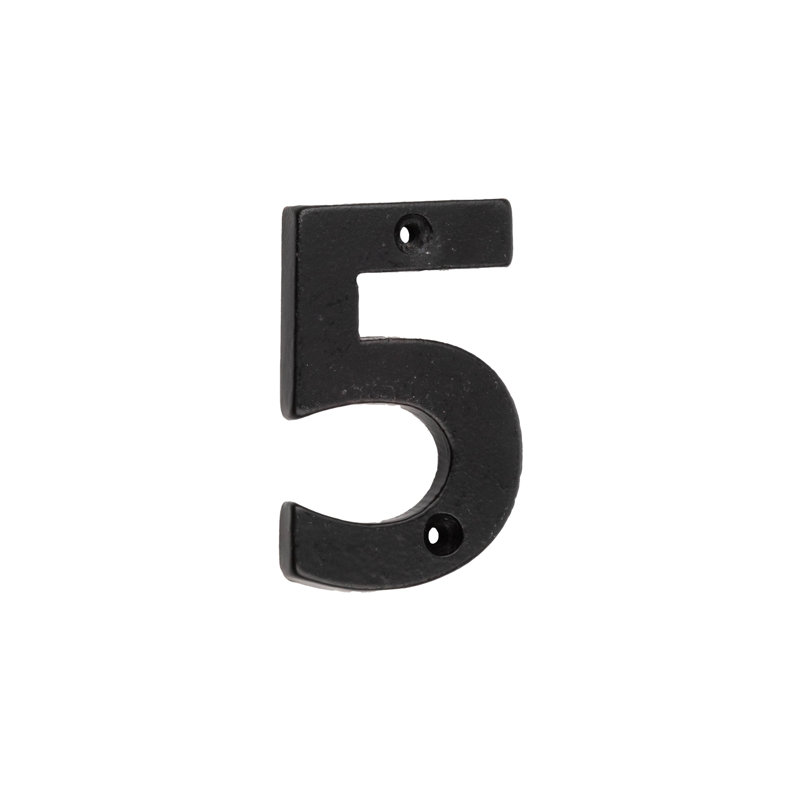 7.5cm H Metal House Number, 5, Black