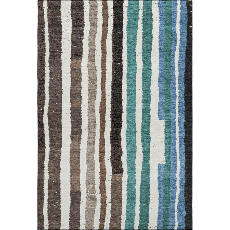 Premium Machine Washable Kemmer AMF1961 Stripes Rug, Rectangle 10' x 14'