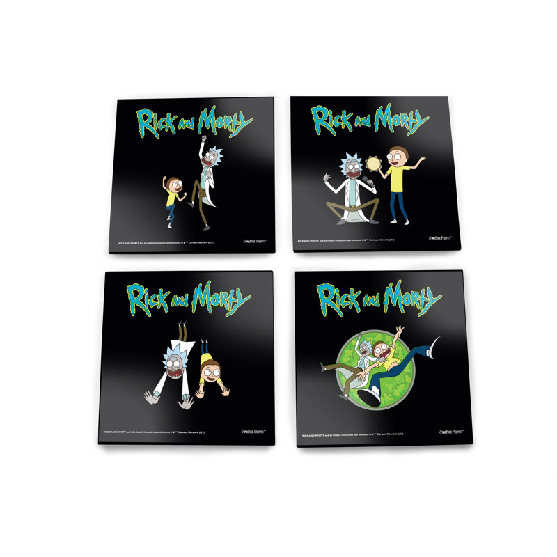 (Symboles) Ensemble de sous-verres en verre Starfire, Rick et Morty / Personnages