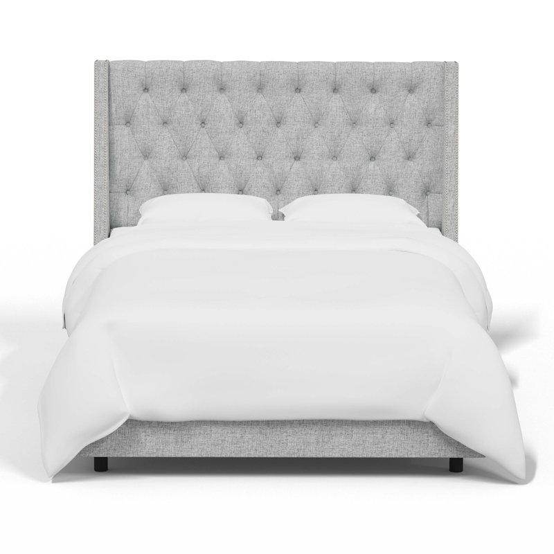 Avala Upholstered Wingback Bed, Full, Zuma Pumice Textured Linen