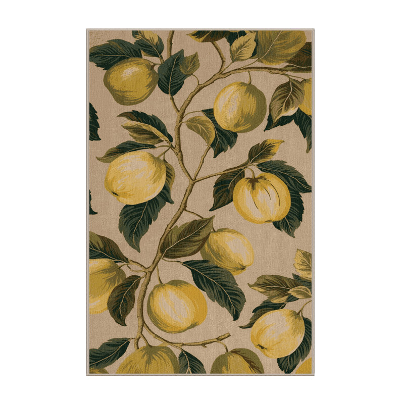 Washable Greengage Fruits Area Rug, Rectangle 5' x 8'