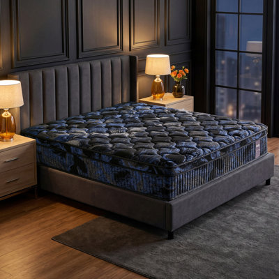 Matelas hybride moderne avec plateau en mousse à mémoire de forme gélifiée et ressorts ensachés individuellement, support mi-ferme 12 po
