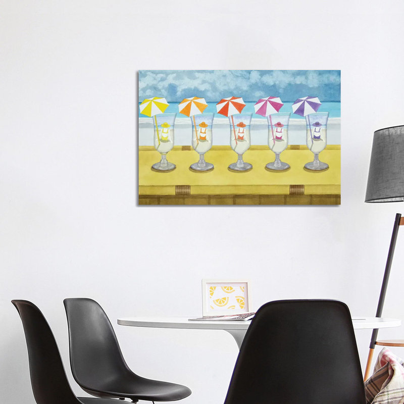 Drinks On The Beach by Cory Clifford - Wrapped Canvas Painting, 66.04cm H x 101.6cm W x 1.91cm D