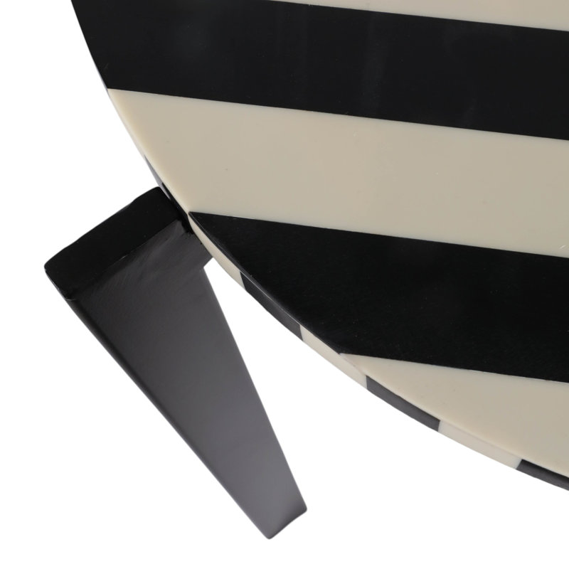 Table d'appoint avec plateau rond géométrique et base élégante - Accent moderne pour le salon ou les petits espaces - Table de bout étroite pour la décoration intérieure - 22,5 po, noir et blanc