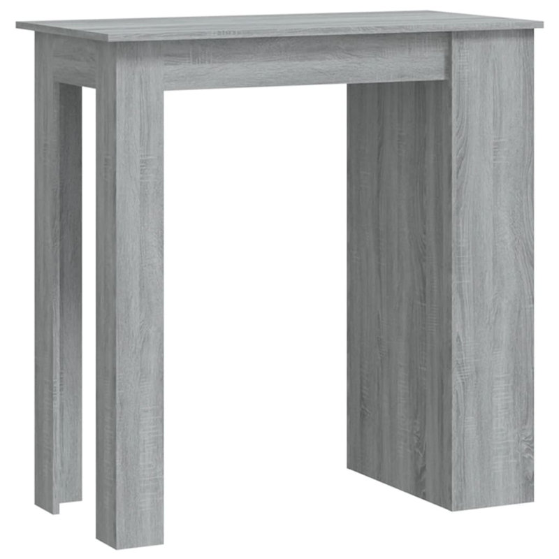 Bar Table Kitchen Pub Bistro Table with Storage Rack Engineered Wood, Grey