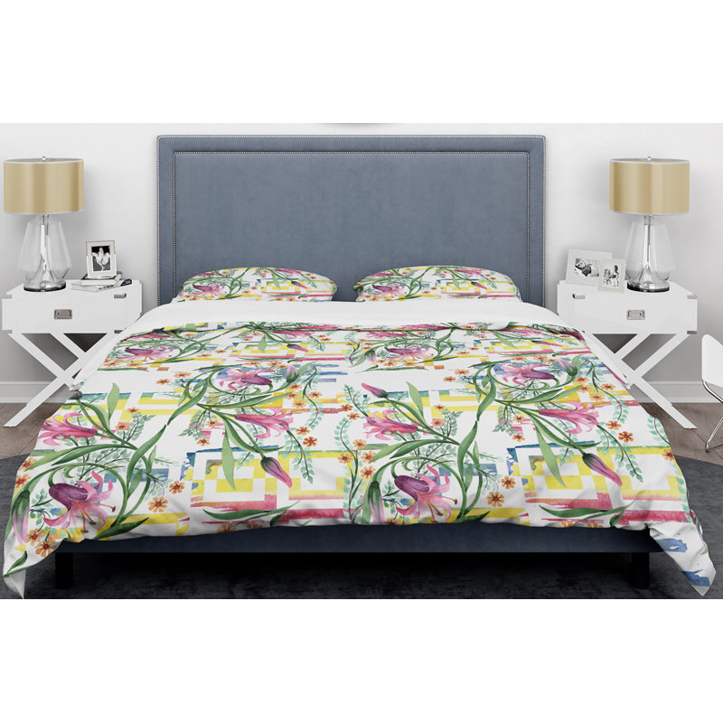 Ensemble de housse de couette rétro Century Mid-Century, Housse simple + 1 taie décorative