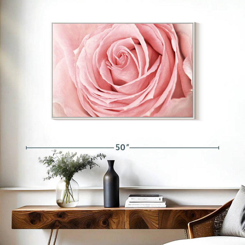 Rose rose fraîche, Cadre flottant blanc, 31 po x 21 po