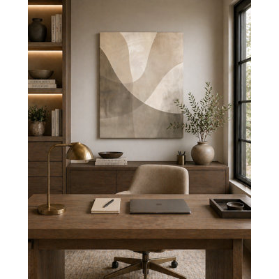 Minimal Taupe Layers Modern Abstract Wrapped Canvas Wall Art