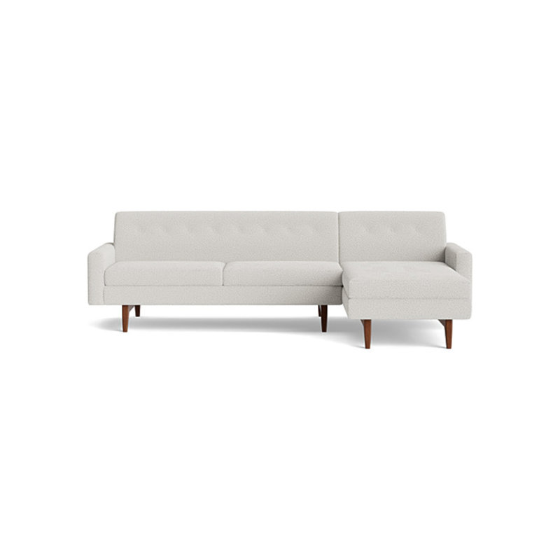Tyler Chaise Sectional, Velvet - Beige, Right Hand Facing