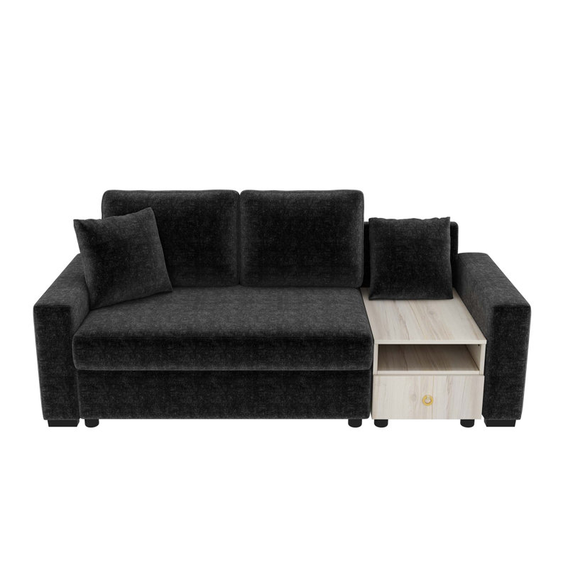 Canapé modulaire rembourré avec accoudoirs de rangement et console centrale pour salon Modern, Noir