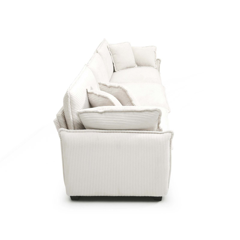 Canapé d'angle 3 places de style moderne du milieu du siècle avec 2 coussins d'accoudoirs et 3 coussins décoratifs