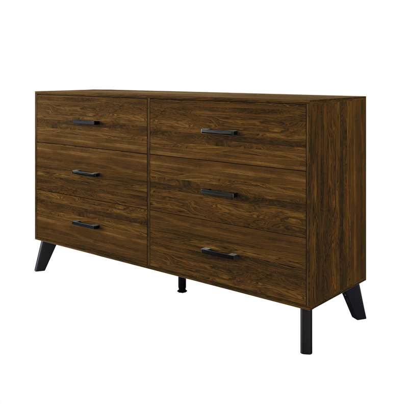 Commode double 6 tiroirs l 52,56 po Jeweldine, Brun