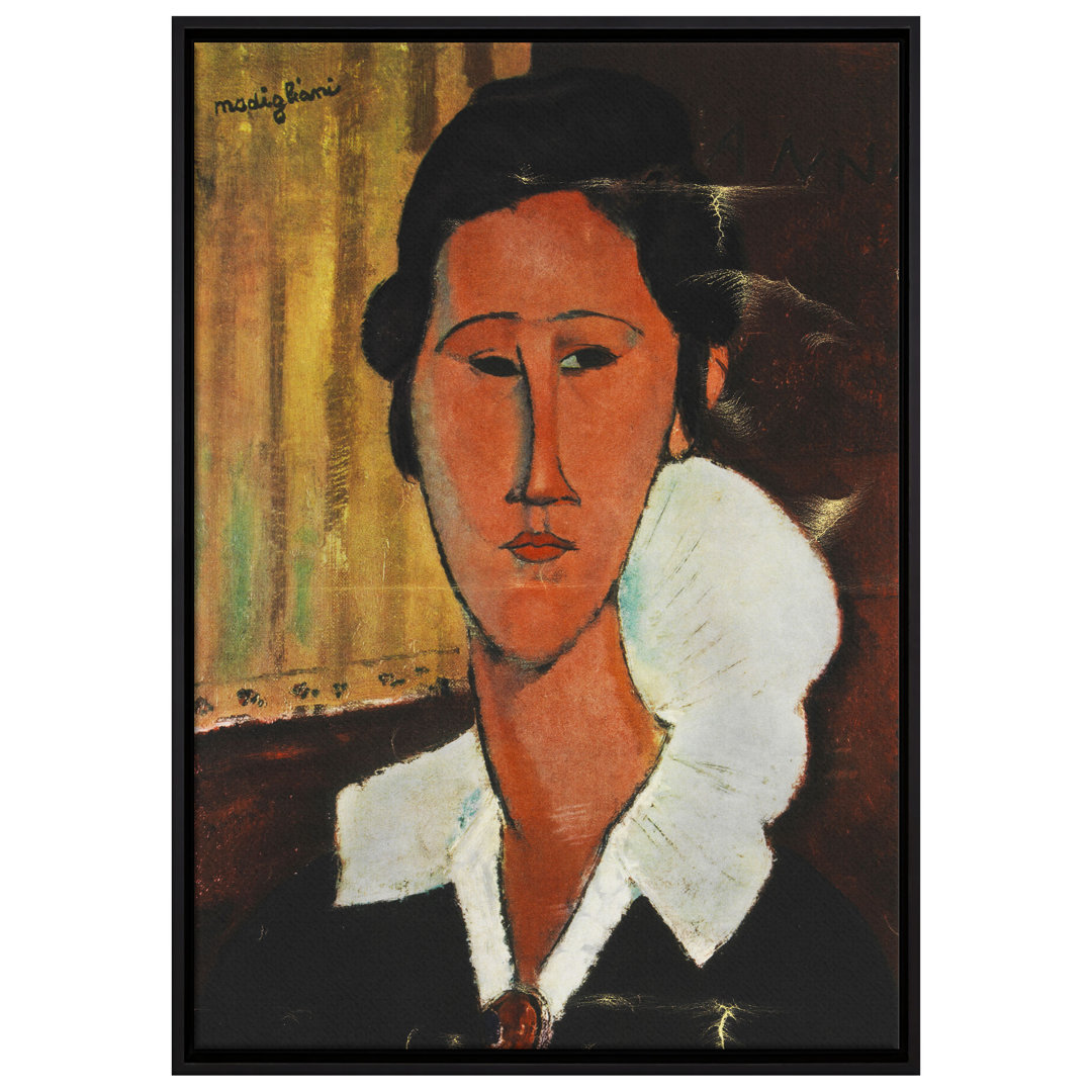 Gerahmtes Leinwandbild Kunstdruck Portrait von Hanka Zborowska von Amedeo Modigliani