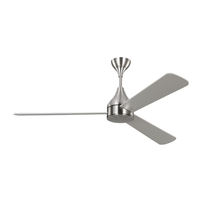 Smart LED Ceiling Fan, 60 inches, Brushed Steel with Silver/Walnut Reversible Blades