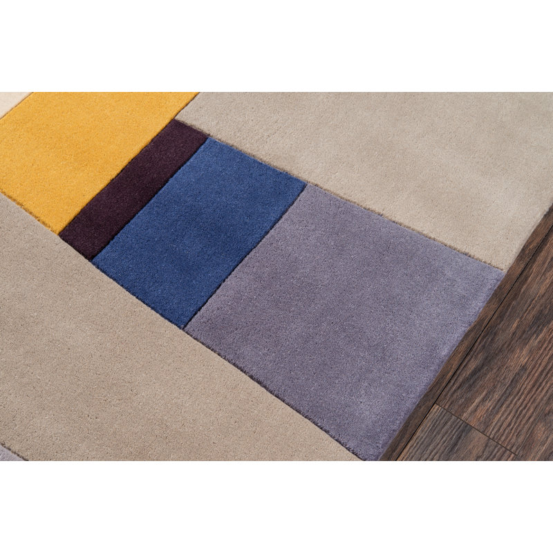 Tapis gris en laine touffeté à la main Ayano, Tapis de couloir 2 pi 6 po x 8 pi
