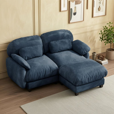 L-Shaped Chenille Sofa with Removable Ottoman