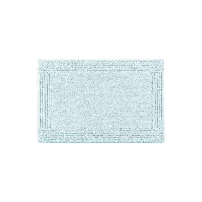 Tapis pour salle de bain 100% coton réversible bleu 24 x 44 po 3000 g / m² - aspect doux et dense, antidérapant, douceur supérieure facile d'entretien, lavable à la machine