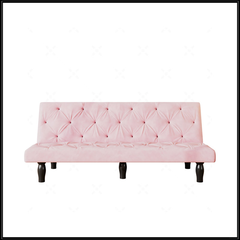 Canapé-lit 66 po en velours rose