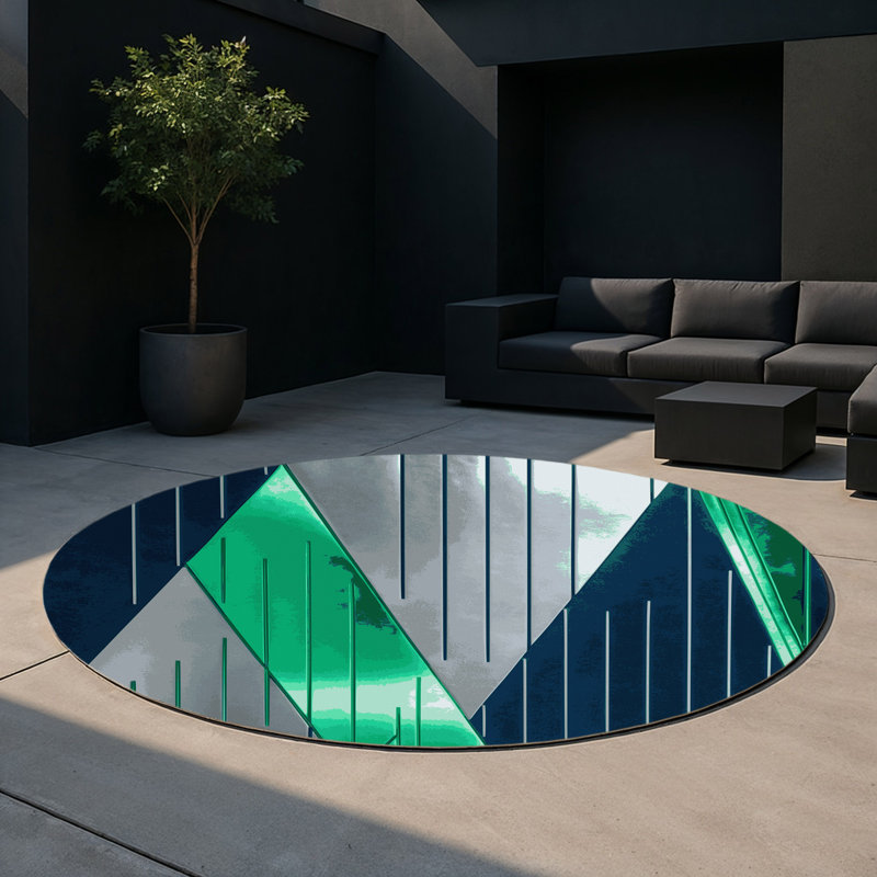 Quantum Orbit Indoor And Outdoor Area Rug, Round 5'