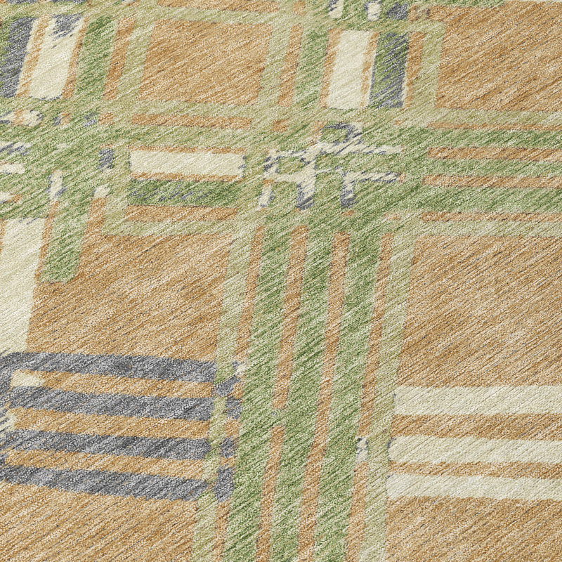 Machine Washable Indoor/Outdoor Chantille ACN2452 Geometric Rug, 1'8" x 2'6", Gold
