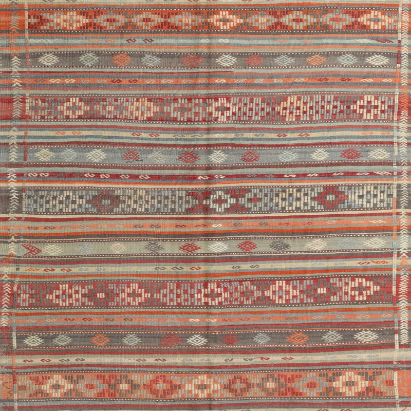Tapis traditionnel rouge/gris/beige area Borovno, Carré 4 pi