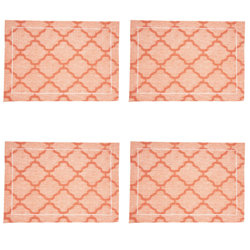Marrakesh Collection Polyester Geometric Rectangle Napkin, Orange