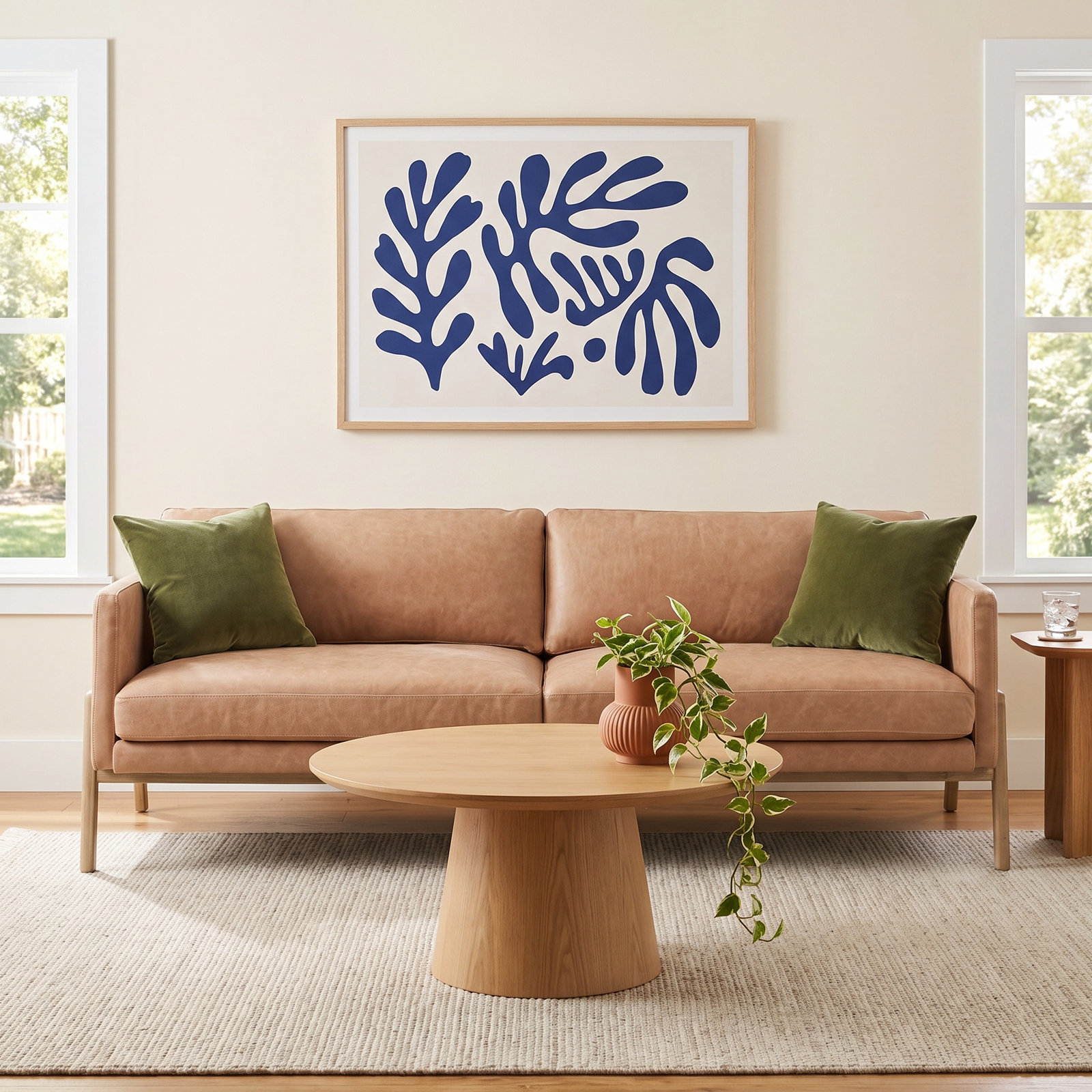 Viviana 84'' Upholstered Sofa, Beige, Sonoma Butterscotch Genuine Leather