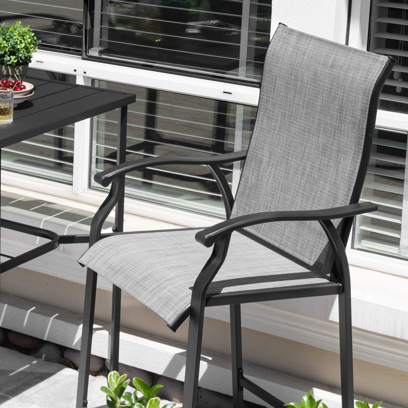Outdoor 3-piece PVC-coated polyester Bar Set, Height Back Bar Stools And Umbrella Hole