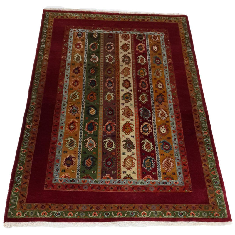 Canvello Hand Made Modern All Over Indo Gabbeh Rug - 3'11'' X 6'0''