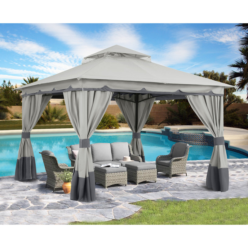 Steel Patio The Soft Roof Gazebos, Dark Gray, 10 Ft. W x 12 Ft. D