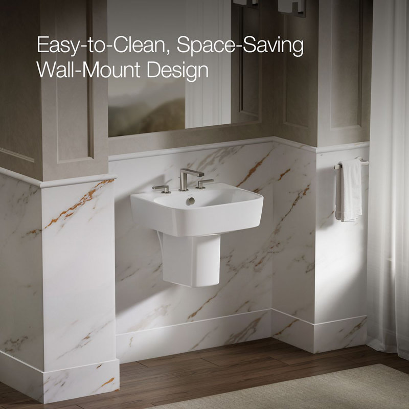 ModernLife™ Wall Mount Bathroom Sink, 8" Centers