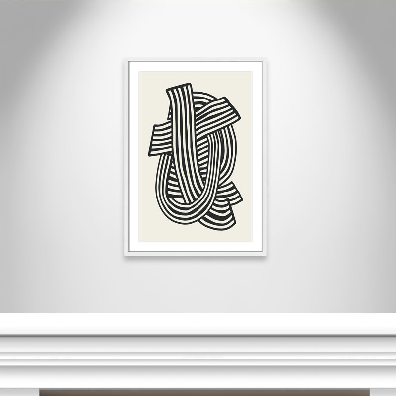 Rayures abstraites à imprimé noir par Dean, 25.5'' W x 35.5'' H, Blanc satiné, Matted Print