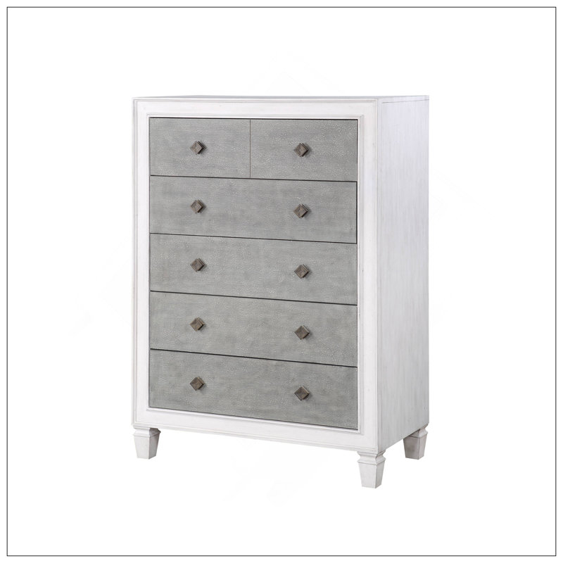 Commode Katia gris rustique et blanc vieilli