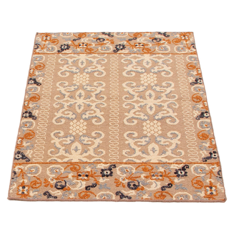 Tapis brun en laine tissé à plat Kerensa, Rectangle 3 pi 4 po x 5 pi 6 po