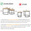 Ensemble de 2 tables de bout rondes industrielles pour le salon, tables d'appoint empilables, assemblage robuste et facile, meubles d'appoint aspect bois avec structure en métal, noir et chêne teck