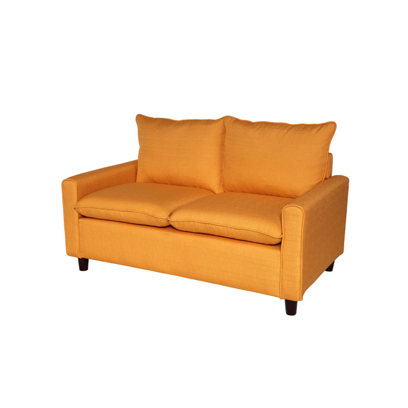 Causeuse à accoudoirs carrés en lin Schaller, 100 % lin orange