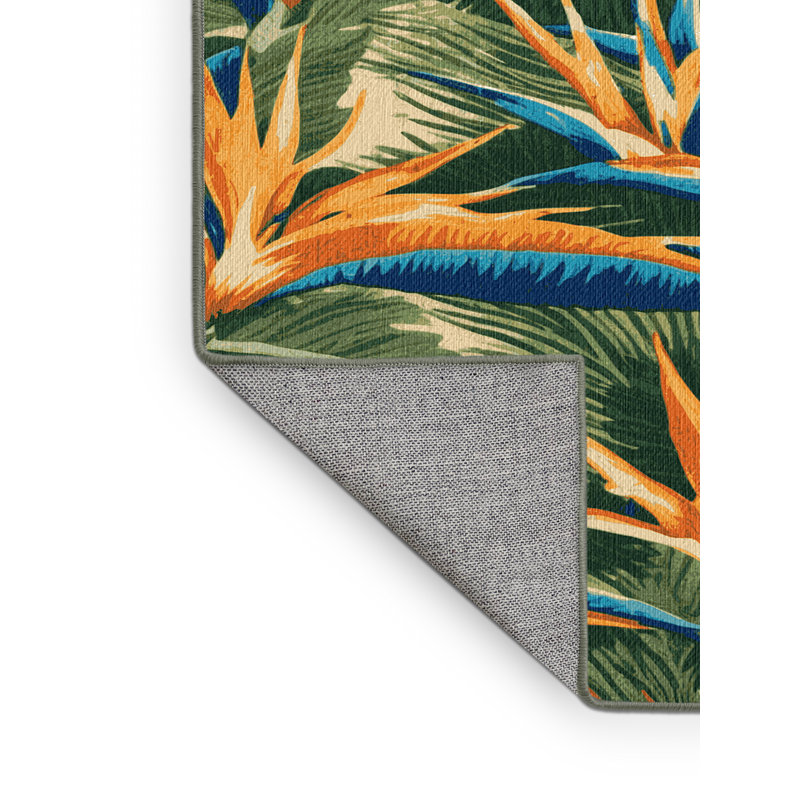  Tapis lavable d'oiseau de paradis hawaïen, Carré 6 pi