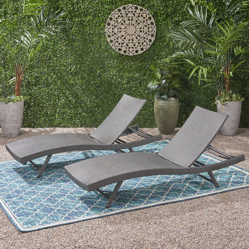PE WICKER CHAISE, Gray, 2